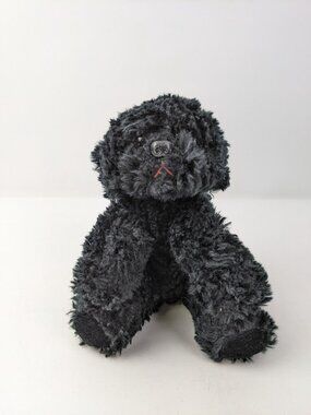 Vintage Russ Berrie Plush Muffin 8” Black Maltese Bichon Frise Puppy Dog Stuffed